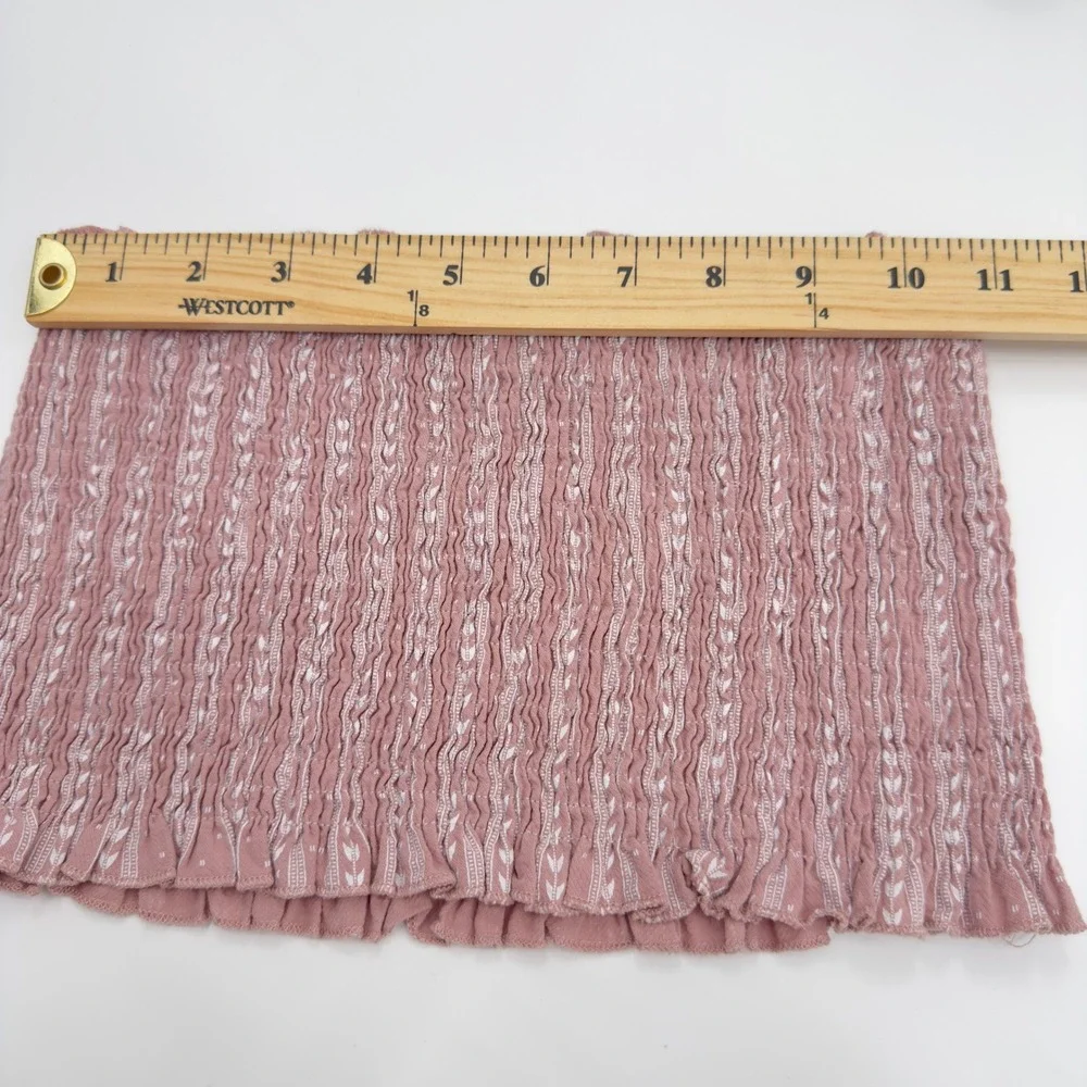 Mable Smocked Tube Top Ruffle Hem Stretch Crop Boho Pink M Coquette Coachella - Picture 3 of 7